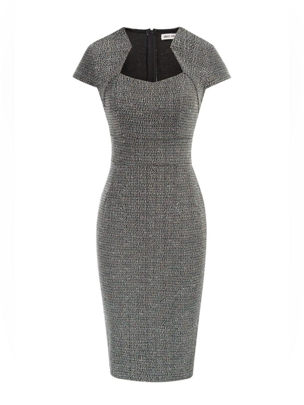 GRACE KARIN Textured Tweed Cap-Sleeve Dress